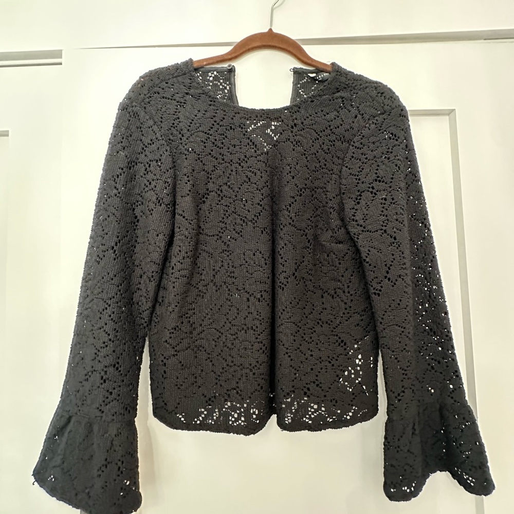 Zara black lace long sleeve shirt. Size medium